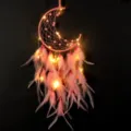Pink moon dream catcher with LED lights, hanging wall decor for bedroom, romantic gift. - With LED Light / Pink