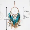 Turquoise tree of life dreamcatcher wall hanging, handmade feather pendant for home decor SKU - 9567