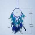 Blue feather dreamcatcher wall hanging with turquoise beads, perfect home decor. - 9567A