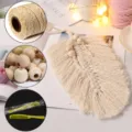 Kit fai da te per decorazione murale foglia in macrame, corda beige e perle di legno. - DIY7002