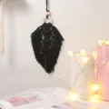Handgemachte schwarze Makramee Blatt Wandbehang Baumwolle Boho Heimdeko Anhänger - 7550