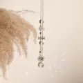 Crystal suncatcher pendant with pentagram and moon phases, elegant window hanging decor. - XY3245 Star, Moon, Planet & Sun