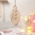 Handgefertigte Makramee Blatt Wandbehang bunte Baumwollkordel Kunst Dekor Schlafzimmer - 7549
