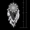 Nordic handmade white crochet dreamcatcher with feathers for interior home wall decor. - 0006C Large Size