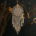 Handmade boho crochet dream catcher wall hanging decor for cozy indoor home bedroom ornament - Maple Leaf Tassel Size