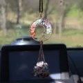Crystal tree of life car hanging pendant, natural gemstone rearview mirror interior ornament. - 7695D Tree of Life