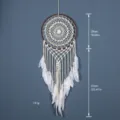Handmade cotton macrame dream catcher wall hanging with feathers and wooden beads home decor - 9538 Medium 25cm Size
