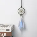 Atrapasueños de estrella de siete puntas colgante de coche con cabeza de ciervo y plumas azules - Estilo 9191 / 7cm / Verde