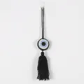 Uncinetto malocchio ornamento auto appeso, ciondolo murale lavorato a maglia nero e blu stanza. - 9337G
