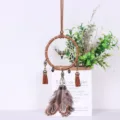Acchiappasogni testa di cervo marrone auto appendere boho piuma decorazione stile SKU - Acchiappasogni Caffè(9127KAFEI) / Caffè