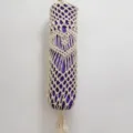 Handmade macrame cotton rope yoga mat strap with purple yoga mat variant for fitness lovers. - YJ001K