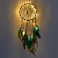 LED Traumfänger Wandbehang Dekoration mit Federn und Kristall Anhänger Blaue Variante - MS0082CD