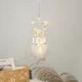 Acchiappasogni a stella da parete con luci LED piume bianche e nappe per decorazione camera. - 9215C con luce