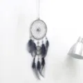 Hermoso Atrapasueños de Plumas Grises Decoración de Pared Estilo Boho para Regalo - Sin Luces / Gris