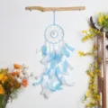 Blue double hoop carousel dreamcatcher wall hanging decoration girl bedroom ornament gift - Without Lights / Blue
