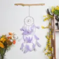 Purple double-circle carousel dream catcher wall hanging decor for cute girl room decor. - Without Lights / Purple