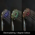 LED digital display shower head with temperature control and multi-color lighting effects. - Electroplated Celsius Model
