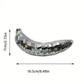 Silver mirror disco banana ornament, retro sparkly fruit desktop home decor sculpture. - Silver