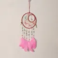 Creative butterfly moon dream catcher wall hanging pink feathers room decor birthday gift - 16cm / 0208A