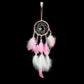 Pink feather dream catcher wall hanging with LED string lights for romantic home decor. - 0129BCD Pink / Pink