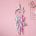 Acchiappasogni unicorno stile ins decorazione murale con piuma pendente regalo amica - Stile(0218) / Viola