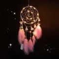 LED pink feather dreamcatcher wall hanging moon pendant home decor bedroom ornament gift - 0098BCD Pink