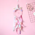 Acchiappasogni unicorno rosa piuma appendiabiti da parete variante decorazione camera. - Stile(0217)