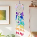 Acchiappasogni unicorno decorazione da parete, piume colorate camera da letto regalo per ragazze. - Stile(9047)