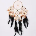 Acchiappasogni intrecciato a mano in stile bohémien con piume, elegante decorazione da parete. - Stile 8055