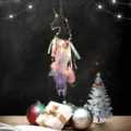 Colorful unicorn dream catcher variant with LED fairy lights, feather wall decor for room. - MS0130 with Light