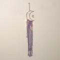 Purple moon dream catcher with lights, handmade cotton wall hanging decor, bedroom gift. - 7213K with Lights