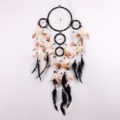 Acchiappasogni nero bohemien fatto a mano da appendere con piume e perle dimensioni - Stile 6902