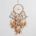 Acchiappasogni da parete in piuma bohémien fatto a mano con corda di cotone, 45cm. - Stile 4013