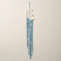 Blue macrame dream catcher wall hanging with fairy lights bohemian home decor gift. - 7213O with Lights