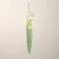 Handmade macrame dream catcher wall hanging with fairy lights, mint green moon decor. - 7213V With Light