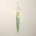 Mint green crescent dream catcher wall hanging with LED lights, handmade room decor. - 7213S With Light