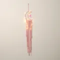 Pink moon dream catcher with LED lights, handmade cotton fringe wall hanging decor. - 7213Q With Light