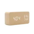 Wooden LED digital alarm clock with temperature and humidity display for home decor - Standard Type / Bamboo Green