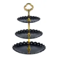 Présentoir à gâteaux et fruits en plastique à trois niveaux noir et doré pour fête - Petite taille (15-22 cm) / Noir (tige de tournesol)