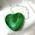 Green heart disco ball with chain, reflective mirror party hanging decoration for club. - Chain Heart Pendant / 15x15x5cm / Green
