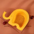 Panier d'egouttage en plastique jaune en forme d'elephant pour evier de cuisine details - Jaune