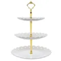 Présentoir à gâteaux en plastique blanc à 3 niveaux style européen avec tige dorée fête déco - Petite taille (15-22 cm) / Blanc (tige de couronne)