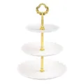 Support à gâteau et fruits en plastique à 3 niveaux style européen pour fête déco - Petite taille (15-22 cm) / Blanc (tige de tournesol)
