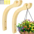 Détail de support mural en bois pour plantes avec design courbé et panier suspendu. - Couleur bois naturel C (1 pièce)