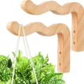 Support mural en bois pour plantes crochet de suspension détail pour paniers suspendus jardin. - Couleur bois naturel B (1 pièce)