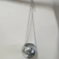 Hanging disco ball planter with metal chain hook, mirror glass flower pot for indoor plants. - 10cm Silver Trim / Rose Gold Flower Pots