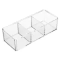 Boîte de rangement en acrylique transparent, organisateur de bureau multi-compartiments variante - Trois compartiments (sans couvercle)