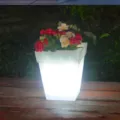 LED solar flower pot light glowing planter yard lawn garden outdoor decorative lighting. - Square / White