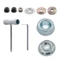 Lawn mower brush accessories metal nuts washers T-wrench and protective cover details. - 10 Adapters