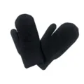 Schwarze gestrickte Fäustlinge verdickte Winter warme Handschuhe einfarbige Variante - Einheitsgröße / Schwarz